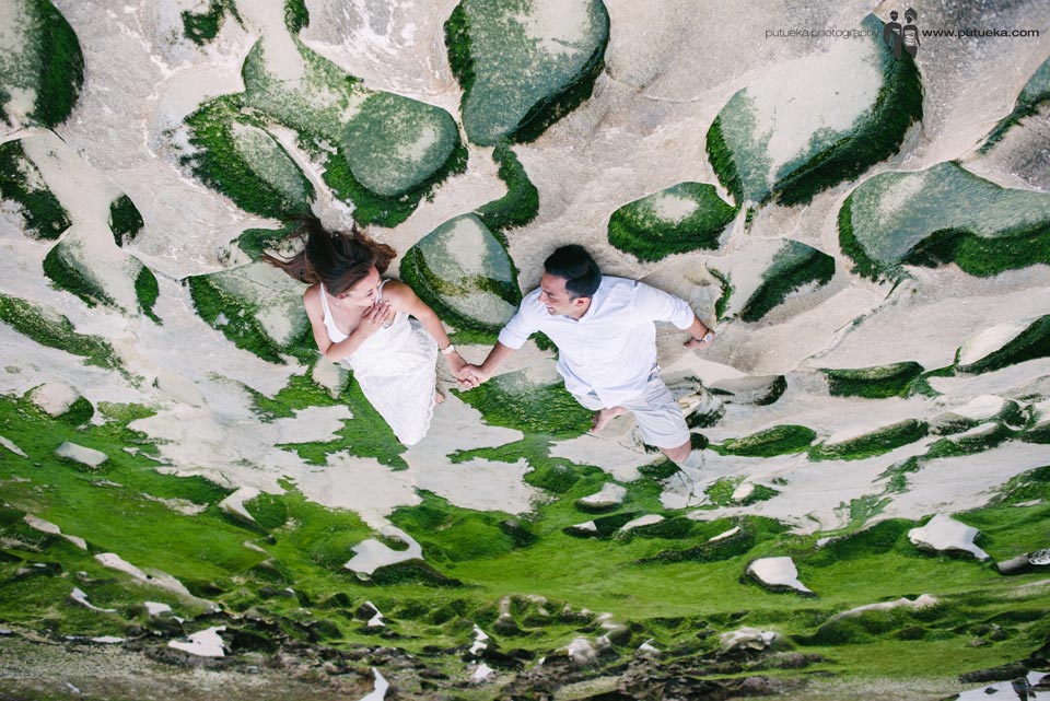 Pre wedding in Bali located on beach rock