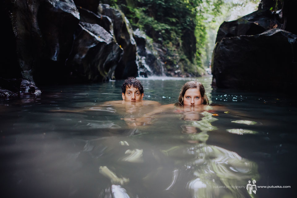 Submerged their faces in clear water