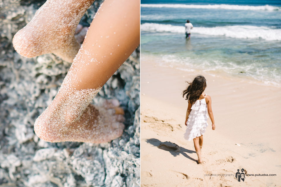 Walking down the beach barefoot