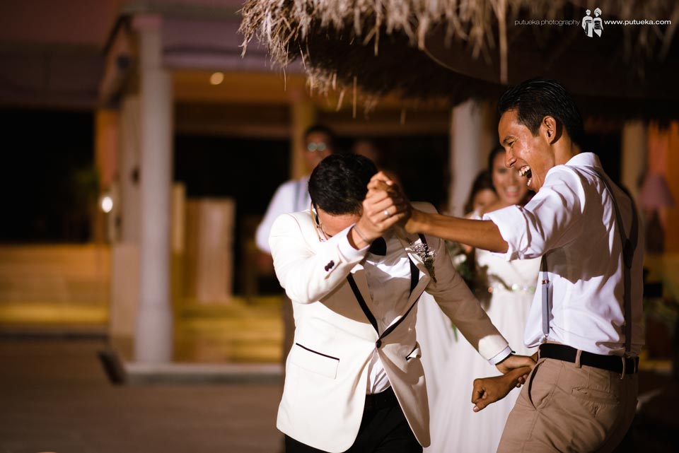 Dance of happiness with best man