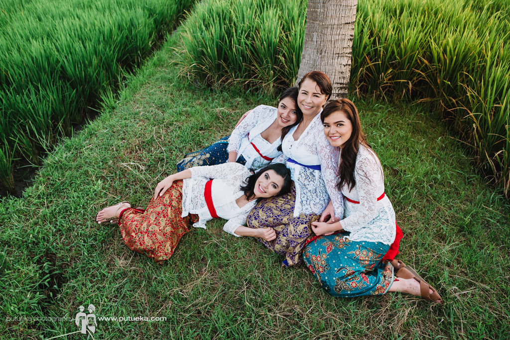 Lina’s happy family in Tanah Lot rice fields Bali