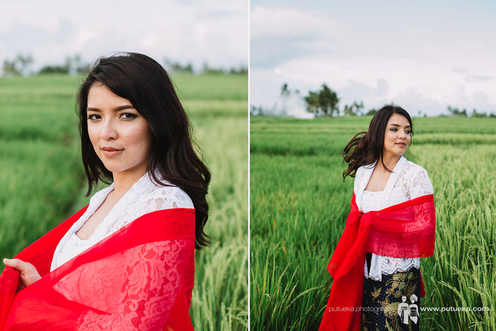 White Balinese Kebaya combined with red fabric it’s a perfect combination