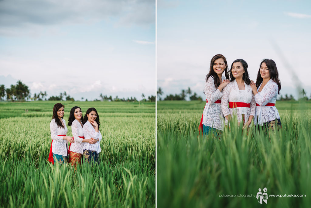Three Lina’s daughter in rice fields holiday photography session